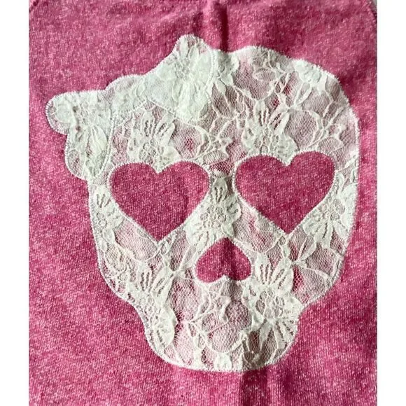 Girl’s Lace Skull Pink Pull-Over Shirt L (14-16) - Picture 3 of 7
